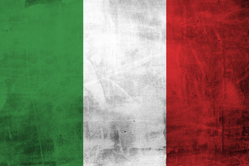 Grunge Flag of Italy on concrete wall