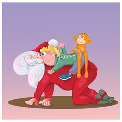 Santa game with the child.