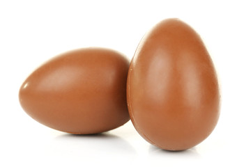 Chocolate Easter eggs isolated on white