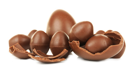 Chocolate Easter eggs isolated on white
