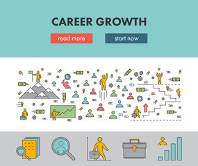 Line design concept web banner for career growth