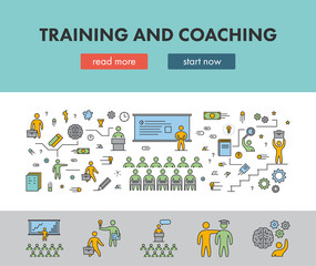 Line design concept banner for training and coaching