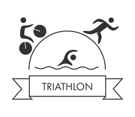 Triathlon logo and icon. Swimming, cycling, running symbols