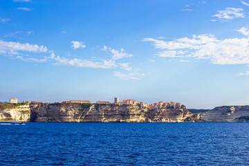 Fototapeta na wymiar View of beautiful city of Bonifacio from boat, Corsica, France