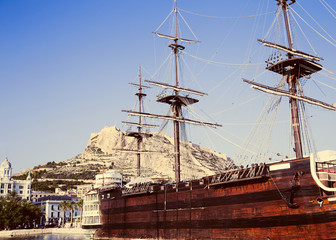 Side of the reconstruction old ship