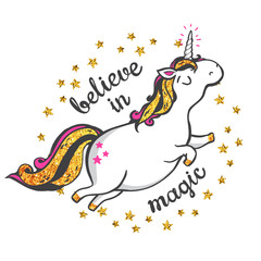 Gold Unicorn Illustration.