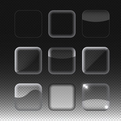 Set of transparent glass buttons. Vector illustration