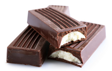 Many Chocolate sticks, isolated on white