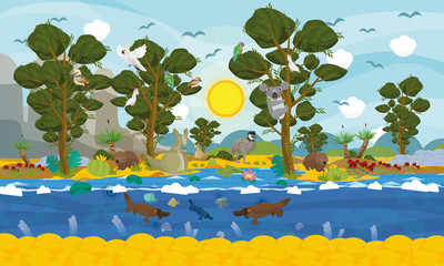 Australian animals scene - illustration for the children