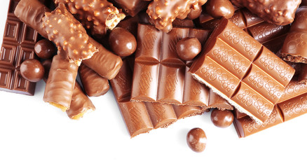 Mix of chocolate on table, close-up