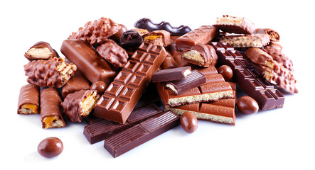 mix of chocolate, isolated on white
