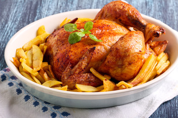 Roast chicken and potato chips