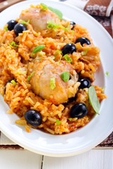 Chicken and rice casserole in sauce