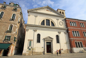 Fototapeta na wymiar VENICE, ITALY - SEPTEMBER 04, 2012: Church S.Francesco da Paula near Rio terra Giuseppe Garibaldi