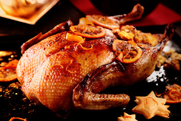 Glazed festive Christmas roast turkey