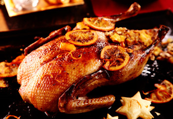 Traditional orange glazed Christmas chicken