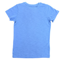 Blue cotton T-shirt isolated on white background