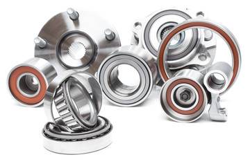 located on a white background variety of bearings and rollers wide range of applications, from...