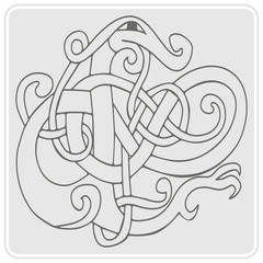 monochrome icon with Celtic art and ethnic ornaments for your design