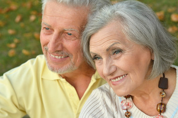 Senior couple in autumn park