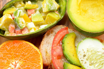 vegetable salad with avocado and tomatoes