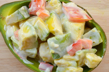 vegetable salad with avocado and tomatoes