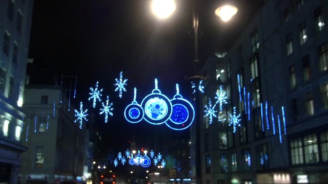 London, Christmas lights and decorations in the Strand