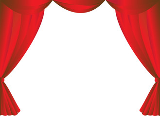 Red curtains frame on white background vector.