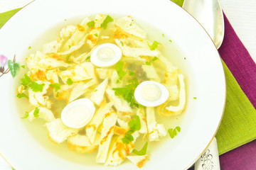 Healthy and Diet Food: Soup Egg Omelette.