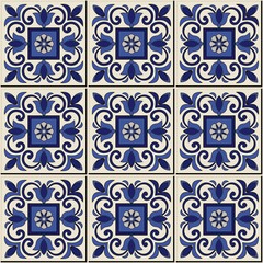 Gorgeous seamless  pattern . Moroccan, Portuguese  tiles, Azulejo, ornaments. 
