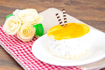 Diet and Healthy Food: Cheese Cake with Fruit