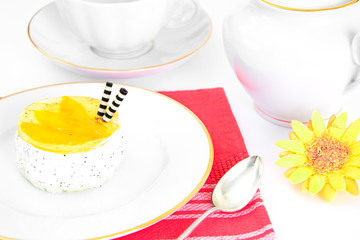 Diet and Healthy Food: Cheese Cake with Fruit