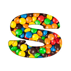 S - Letter of alphabet made of candy. Letters from candy alphabe