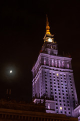 Fototapeta premium Night view Palace of culture and science in Warsaw in Poland