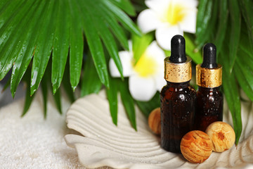 Fototapeta na wymiar Essential oil for aromatherapy, close up