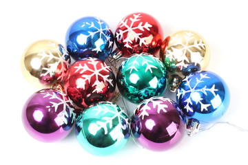 Christmas balls on white background
