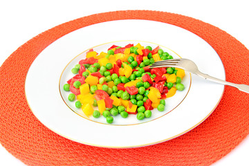 Juicy Vegetable Stew. Paprika, Peas, Carrots. Diet Food