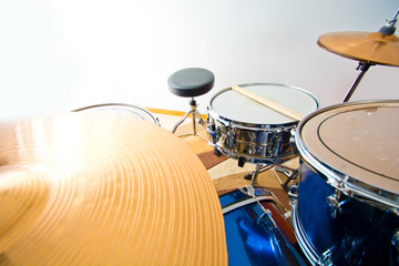 Drums and cymbals.