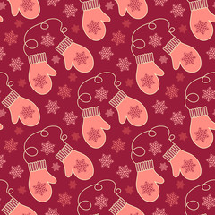 Seamless pattern with mittens