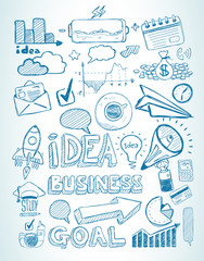 Business doodles Sketch set : infographics elements isolated,