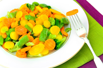 Juicy Vegetable Stew. Paprika, Peas, Carrots. Diet Food.