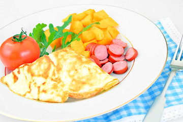 Healthy and Diet Food: Scrambled Eggs with Vegetables