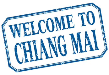 Chiang mai - welcome blue vintage isolated label