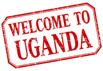 Uganda - welcome red vintage isolated label