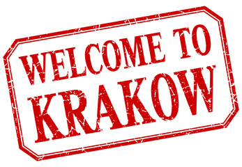 Krakow - welcome red vintage isolated label