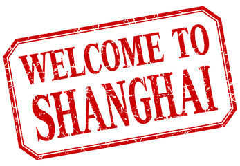 Shanghai - welcome red vintage isolated label