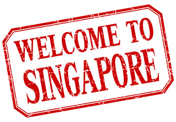 Singapore - welcome red vintage isolated label