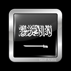 Saudi Arabia Variant Flag. Metallic Icon Square Shape