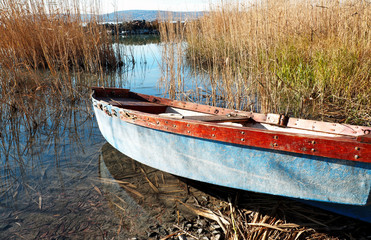 Obraz premium Angler boat at Lake Balaton, Hungary 