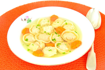 Delicious Food: Soup Dumplings and Carrot.